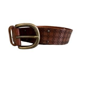 Fossil Genuine Tooled Leather Belt Whiskey Brown M